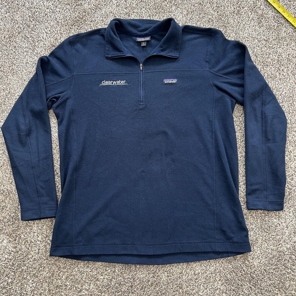 Patagonia Men's Micro D 1/4 Zip Fleece Pullover Sweatshirt Blue XL Clearwater